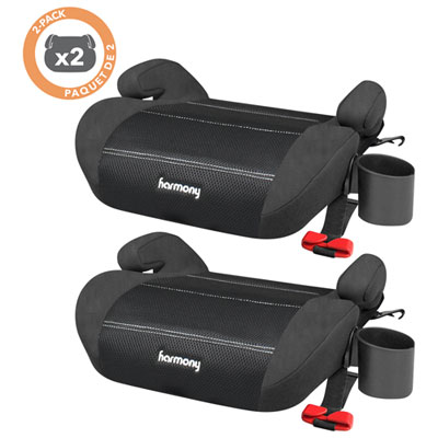 Harmony Youth Booster Elite Backless Booster Car Seat - Black - 2 Pack