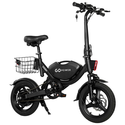 GoPowerBike GoDash Foldable Electric City Bike (400W Motor / Up to 48km Range / 32km/h Top Speed) - Black