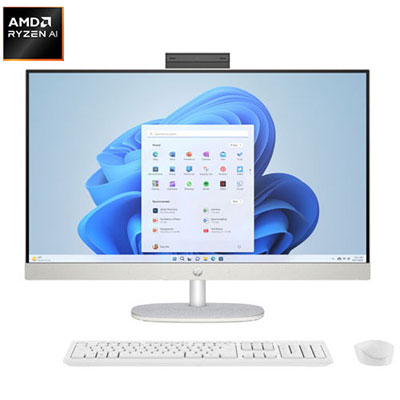 Boîte Ouverte - Ordinateur De Bureau Tout-En-Un 27 Po Copilot+ Pc De Hp - Blanc Coquillage/gris Foncé (Ryzen Ai 7 350 D'amd/ram 16 Go/ssd 1 To/windows 11)
