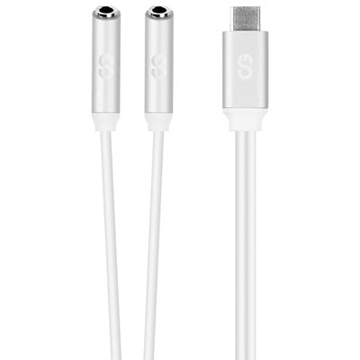 LOGiiX Sound Share USB-C to Aux&nbsp;Earphone Splitter - White/Silver