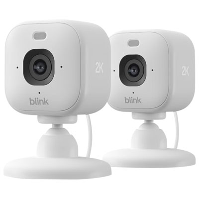 Blink Mini 2K+ Wired Indoor/Outdoor 2K Security Camera with 2-Way Audio - 2 Pack - White