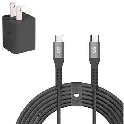 Chargeur Mural Usb-C Gan De 30 W Vibrance Avec Câble Usb-C De 1,5 M De Logiix - Noir