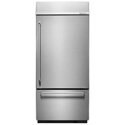 Open Box - KitchenAid 36" 20.9 Cu. Ft. Bottom Mount Refrigerator with LED Lighting (KBBR306ESS) - SS - Perfect Condition