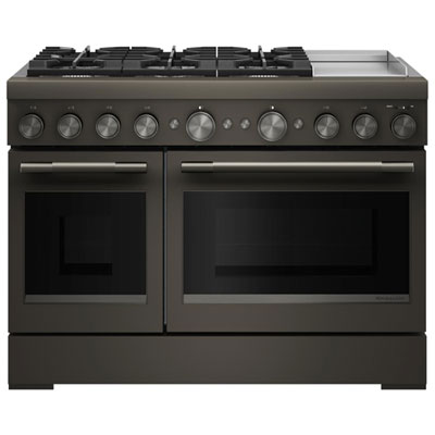 KitchenAid 48" 6.3 Cu. Ft. Double Oven 6-Burner Freestanding Dual Fuel Air Fry Range (KFDD948SBE) - Black Ore