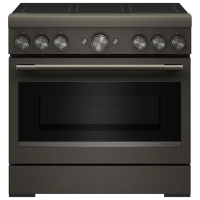 KitchenAid 36" 5.1 Cu. Ft. True Convection 6-Element Induction Air Fry Range (KFIS936SBE) - Black Stainless Steel