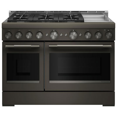 "KitchenAid 48"" 6.3 Cu. Ft. True Convection 6-Burner Dual Fuel Air Fry Range w/ Electric Griddle (KFGD948SBE) - Black Ore"