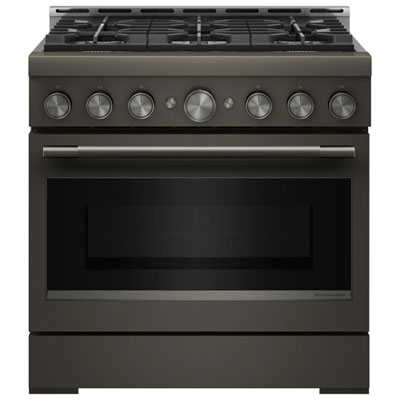 KitchenAid 36" 5.1 Cu. Ft. True Convention 6-Burner Freestanding Gas Air Fry Range (KFGS936SBE) - Black Ore