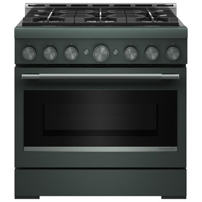 KitchenAid 36" 5.1 Cu. Ft. True Convection 6-Burner Freestanding Gas Air Fry Range (KFGS936SJP) - Juniper It has a simmer spot on the burners that works great