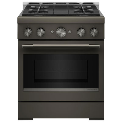KitchenAid 30" 4.1 Cu. Ft. True Convection Freestanding Gas Air Fry Range (KFGS930SBE) - Black Ore