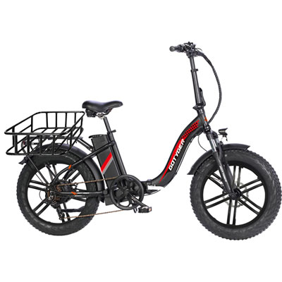 Gotyger Cargo Foldable Fat Tire Electric City Bike (500W Motor / 50km Range / 30km/h Top Speed) - Black