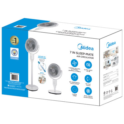 Midea 2-in-1 Air Circulator Pedestal Fan - 7" - White