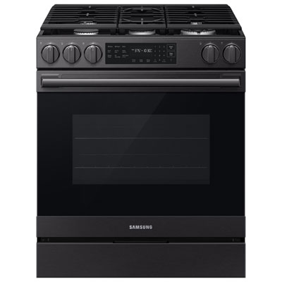 Samsung BESPOKE 30" 6 Cu. Ft. True Convection 5-Burner Slide-In Gas Range (NSG80H60SEAA) - Matte Black Stainless Steel Love