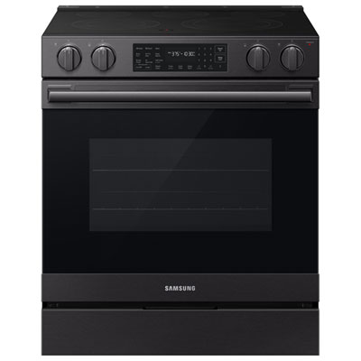 Samsung BESPOKE 30" 6.3 Cu. Ft. True Convection Smooth Top Slide-In Electric Range (NSE80H63SEAC) - Matte Black Stainless