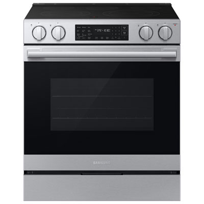 Samsung BESPOKE 30" 6.3 Cu. Ft. True Convection Smooth Top Slide-In Electric Range (NSE80H63SRAC) - Stainless Steel Great stove, I love it, Heats fast, cooks evenly, and looks amazing in my kitchen