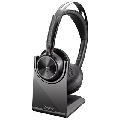 Open Box - HP Poly Voyager Focus 2 On-Ear Noise Cancelling Wireless USB-A Stereo Headset with Microphone (77Y86AA) - Black