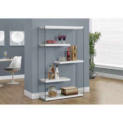 Open Box - 60" 4-Shelf Bookcase - Glossy White