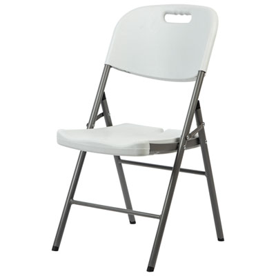 TygerClaw Mid-Back Plastic Folding Task Chair - White