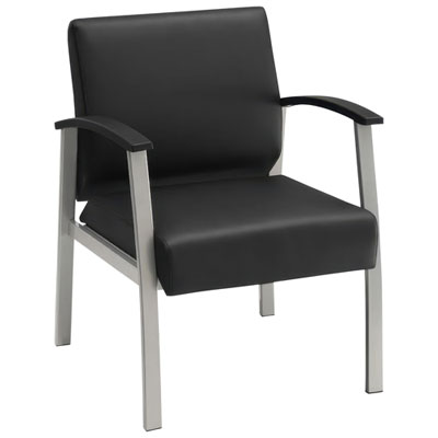 Chaise De Bureau Ergonomique À Dossier Bas En Similicuir Avec Accoudoirs Pour Invités De Tygerclaw - Noir