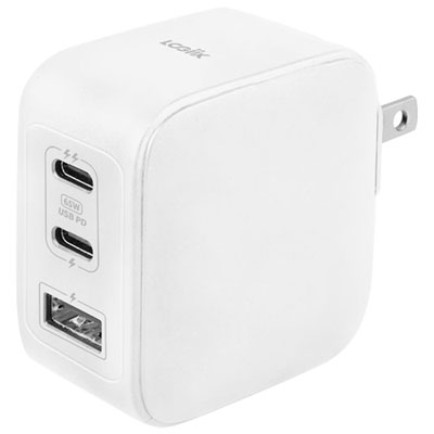 LOGiiX PowerPlus 65W USB-C/USB-A GaN Wall Charger (LGX-13702) - White