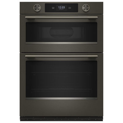 KitchenAid 30" 6.4 Cu. Ft. Combination True Convection Electric Wall Oven (KOEC930SBE) - Black Ore