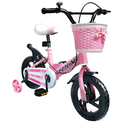 "Beam Sports 12"" Kids Beginners Bike with Training Wheels - Pink"