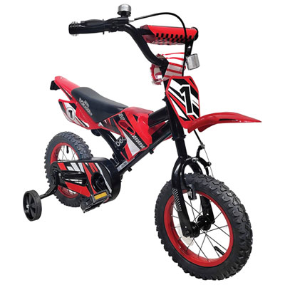 "Beam Sports Xtreme Motor Bike Themed 12"" Kids Bike with Training Wheels - Red"