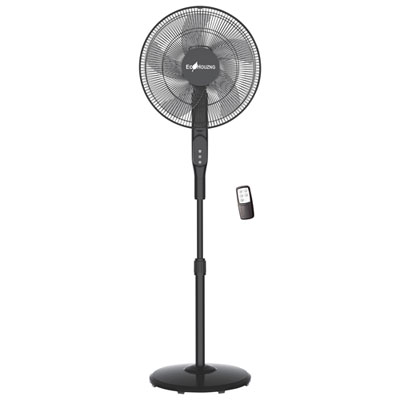 Ecohouzng DC Motor Pedestal Fan with Remote Control - 16" - Black
