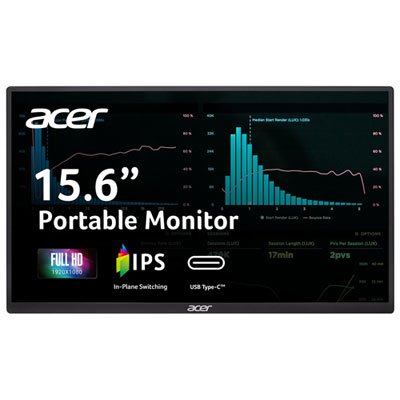 Moniteur Portatif Del Ips Hd Intégrale Gàg 6 Ms 60 Hz De 15,6 Po D'acer (Pm161Q Jbmiuux) - Noir