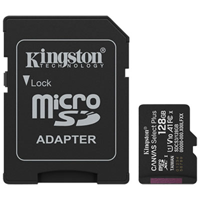 Carte Mémoire Microsd Uhs-I De 128 Go Et 150 Mo/s Canvas Select Plus De Kingston Avec Adaptateur Sd