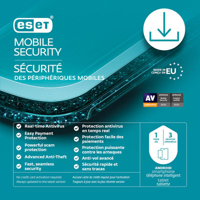 ESET NOD32 Mobile Security Antivirus (Android) - 3 Devices - 1 Year - Digital Download