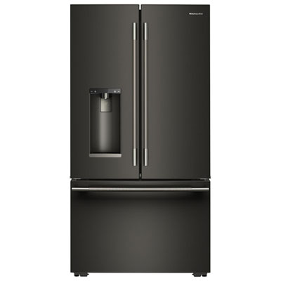 KitchenAid 36" 23.1 Cu. Ft. French Door Refrigerator with Water & Ice Dispenser (KRFC536SBE) - Black Ore