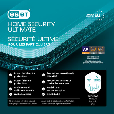 ESET Home Security Ultimate (PC/Mac) - 5 Devices - 1 Year - Digital Download