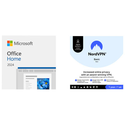 Microsoft Office Home 2024 + NordVPN Basic VPN (PC/Mac/Android) - 1 User - 1 Device - Digital Download