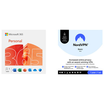 Microsoft 365 Personal + NordVPN Basic VPN (PC/Mac/Android) - 1 User - 1 Device - Digital Download