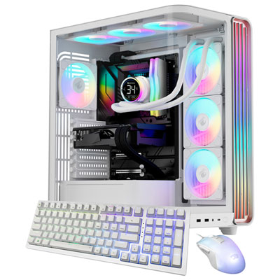 iBUYPOWER Trace X Gaming PC - White (AMD Ryzen 7 9800X3D/32GB RAM/2TB SSD/GeForce RTX 5070Ti/Windows 11) - English 