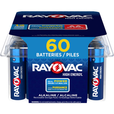 Piles Alcalines Aa High Energy De Rayovac - Paquet De 60