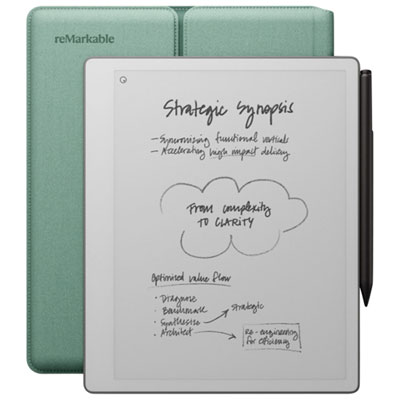 reMarkable Paper Pure Premium Bundle with Mist Green Folio First time Remarkable user - Love the ease of use, convert to text feature and integration with forms