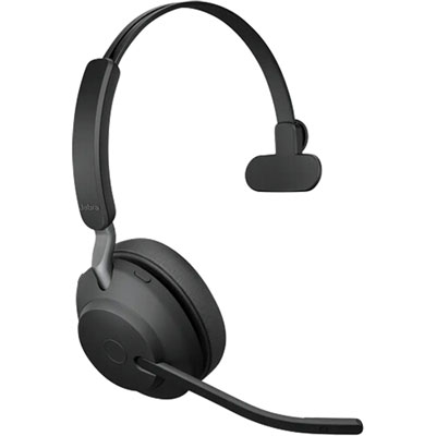 Jabra Evolve2 65 On-Ear Noise Cancelling Bluetooth Mono Headphones (26599-889-899-01) - Black