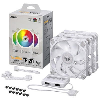 ASUS TUF Gaming TF120 ARGB 120mm CPU Cooling Fan - White