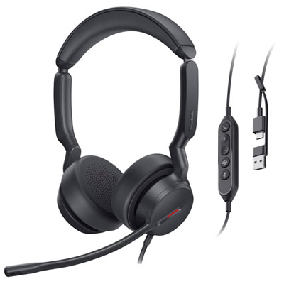 Yealink UH44 AI Noise Cancellation Wired Headset with Microphone - Black