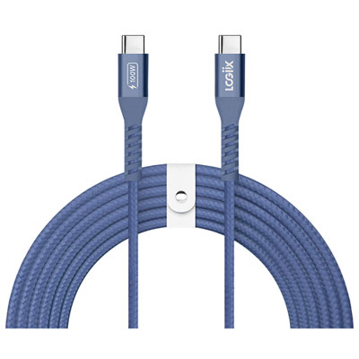 LOGiiX Vibrance XL 3m (9.84 ft.) Braided USB-C to USB-C Cable (LGX-13742) - Midnight Blue
