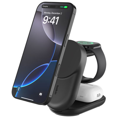 Belkin 3-in-1 25W Qi2 Wireless Charging Station with MagSafe - Black The best on the market
