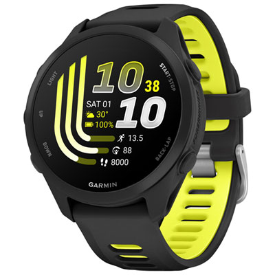 Garmin Forerunner 170 43mm GPS Running Smartwatch - Black / Amp Yellow