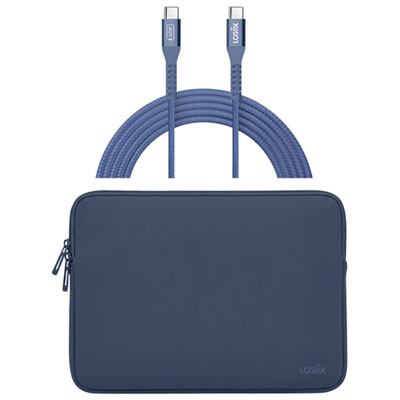 "LOGiiX Vibrance Neo 13"" MacBook Sleeve with USB-C to USB-C Cable - Indigo"