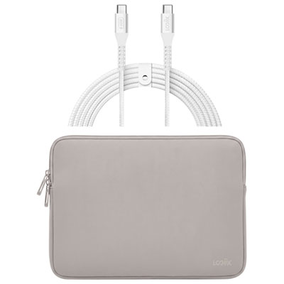 "LOGiiX Vibrance Neo 13"" MacBook Sleeve with USB-C to USB-C Cable - Silver"