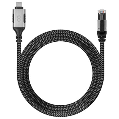 Câble Tissé Usb-C À Ethernet De 3 M (9,84 Pi) De Logiix (Lgx-13968) - Gris/noir