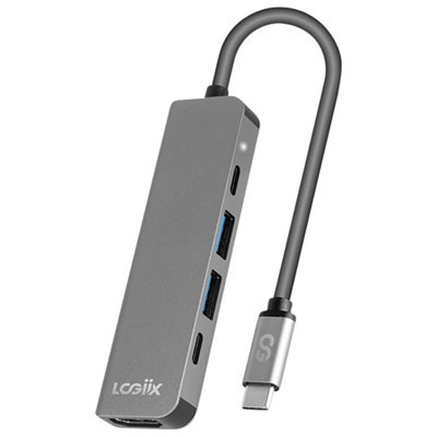 Concentrateur Usb-C À Ports Multiples 5-En-1 Avec Power Delivery De Logiix (Lgx-14064) - Gris Graphite