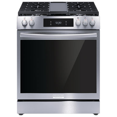 Frigidaire Gallery 30" 6.0 Cu. Ft. True Convection 5-Burner Slide-In Gas Range (GCFG3060BF) - Stainless Steel