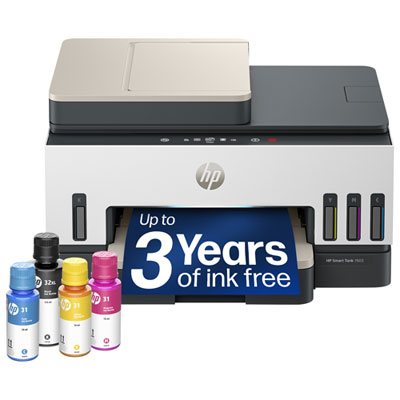 HP Smart Tank 7603 Wireless All-In-One Inkjet Printer - White - Free Refillable Ink Up to 3 Years Included