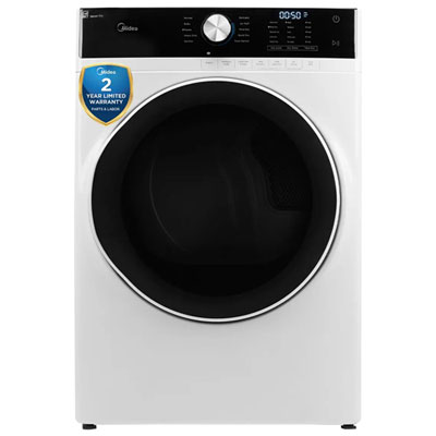 Midea 8 Cu. Ft. Large Capacity Stackable Electric Dryer with Moisture Sensing, Energy Star & 10 Drying Cycles (MLE52N4AWW) - White